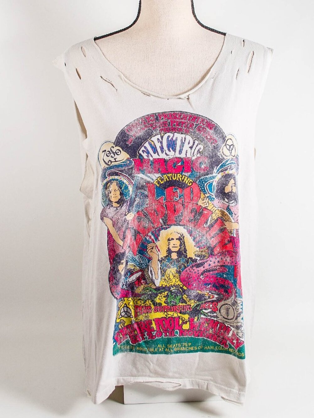 Led Zeppelin Electric Magic Distressed Tank XL White Rock Tee
